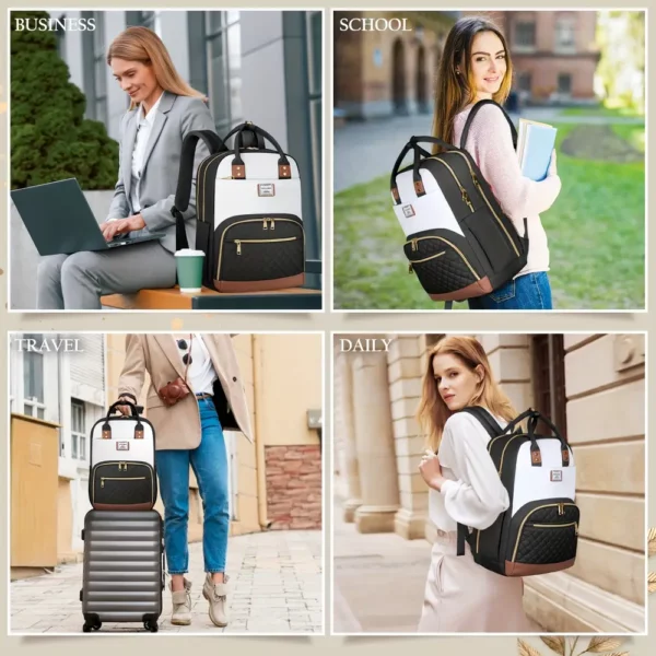 Sac à dos élégant pour ordinateur femme – set 2 pièces avec pochette assortie
