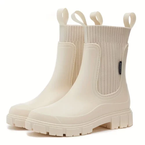 Bottes de pluie femme style Chelsea en caoutchouc – semelle épaisse antidérapante