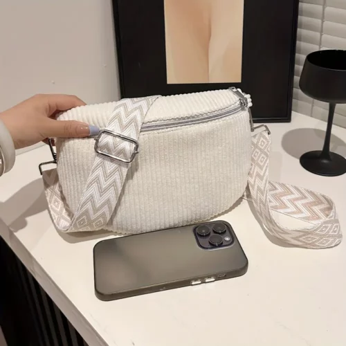 Sac banane en velours côtelé pour femme – style unisexe avec sangle réglable