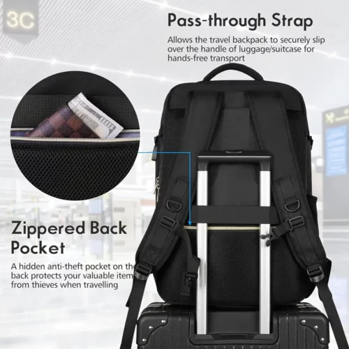 Sac à dos femme pour ordinateur portable – polyester uni, usage travail et voyage