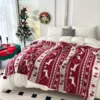 Plaid de Noël tricoté motif renne et flocon – déco chaleureuse festive