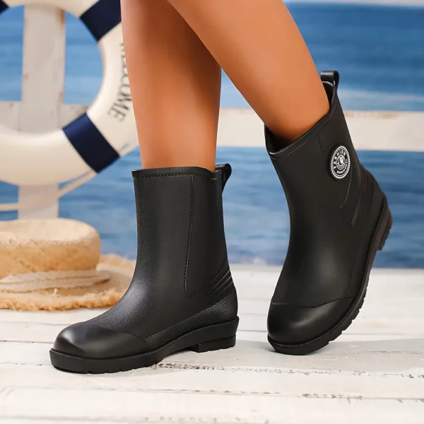 Bottes de pluie femme en caoutchouc mi-mollet – style chic et imperméable