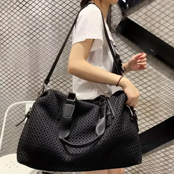 Sac week-end femme Oxford avec bandoulière réglable – style décontracté noir
