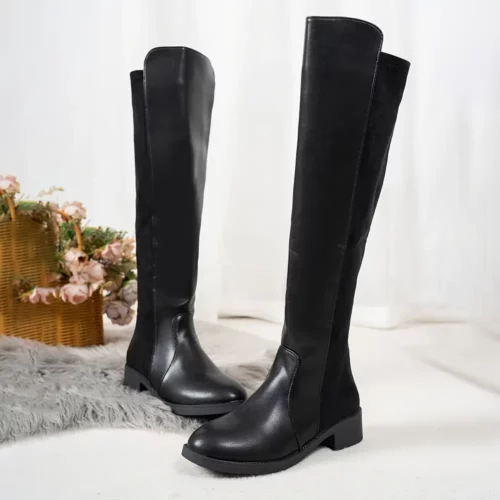 Bottes cavalières femme en cuir – style équitation au-dessus du genou