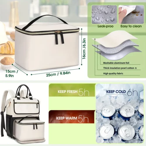 Sac à dos ordinateur avec compartiment repas isolé – polyvalent travail et voyage