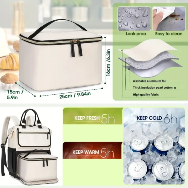 Sac à dos ordinateur avec compartiment repas isolé – polyvalent travail et voyage