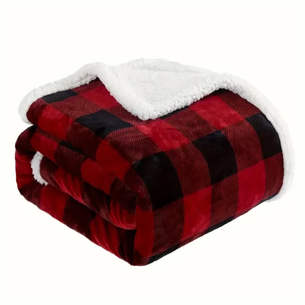 Plaid en flanelle douce réversible – motif carreaux rouge noir – ultra confortable