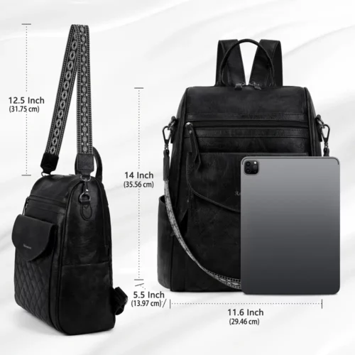 Sac à dos ordinateur femme convertible élégant imperméable style sac à main