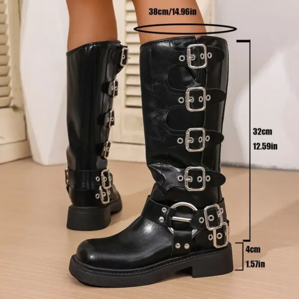 Bottes western femme à talon épais – cuir synthétique style cowboy tendance