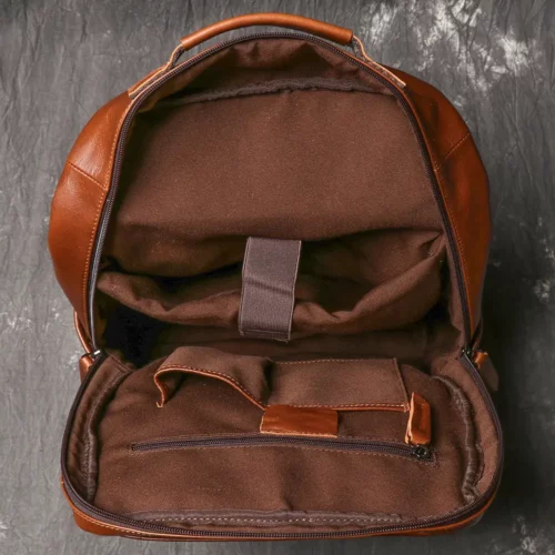 Sac à dos femme cuir véritable style vintage – compartiment ordinateur intégré