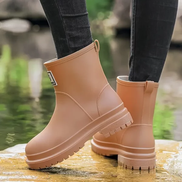 Bottes de pluie femme en caoutchouc mat avec doublure douce et semelle confort