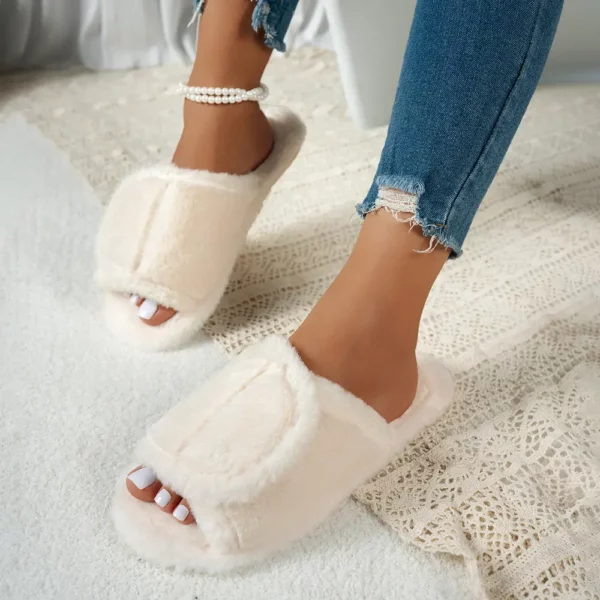 Chaussons femme en fausse fourrure douce – intérieur molletonné et semelle antidérapante