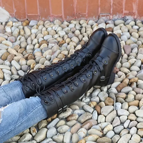 Bottes cavalières femme en cuir – bout rond, talon bas et zip latéral