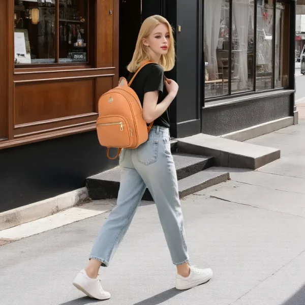 Sac à dos femme léger et élégant – design minimaliste avec poches zippées