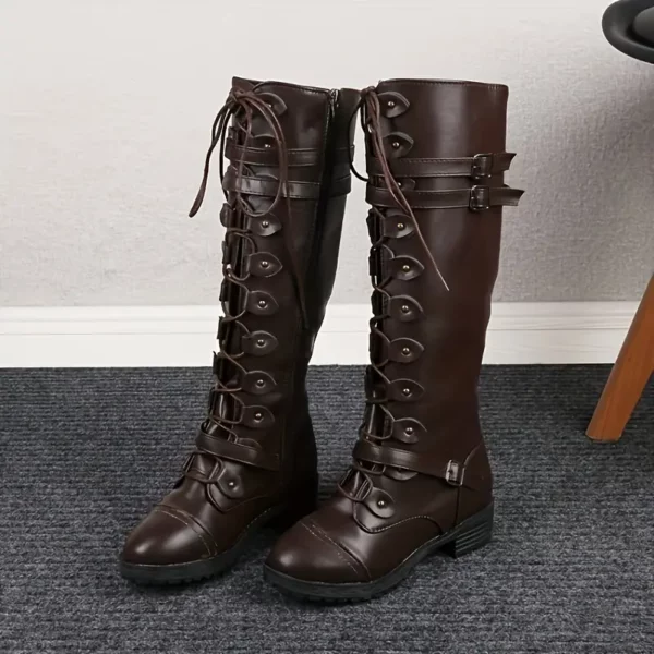 Bottes cavalières femme en cuir – bout rond, talon bas et zip latéral