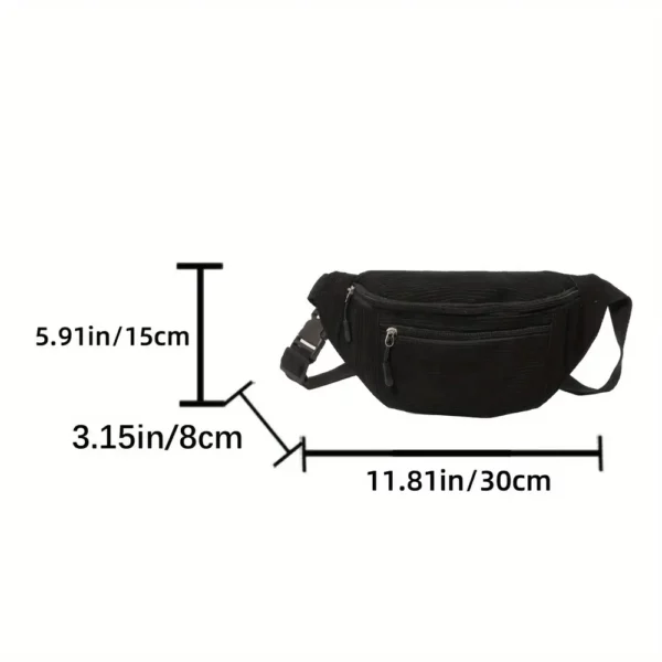 Sac banane femme en velours côtelé – style chic avec bandoulière ajustable