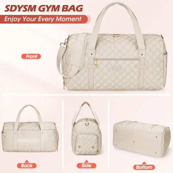Sac de voyage femme matelassé avec compartiment chaussures et trousse assortie