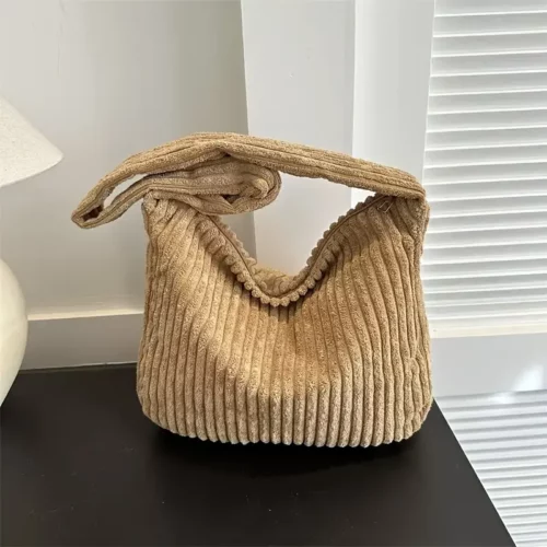 Sac bandoulière en velours côtelé pour femme – design élégant avec zip sécurisé