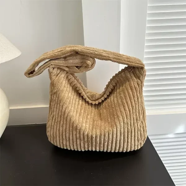 Sac bandoulière en velours côtelé pour femme – design élégant avec zip sécurisé