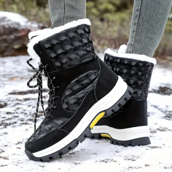 Bottes de neige femme mi-mollet fourrées avec semelle antidérapante chaude