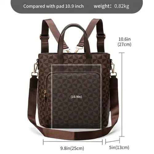 Sac à dos léger convertible femme – style urbain, bandoulière amovible, motif géométrique