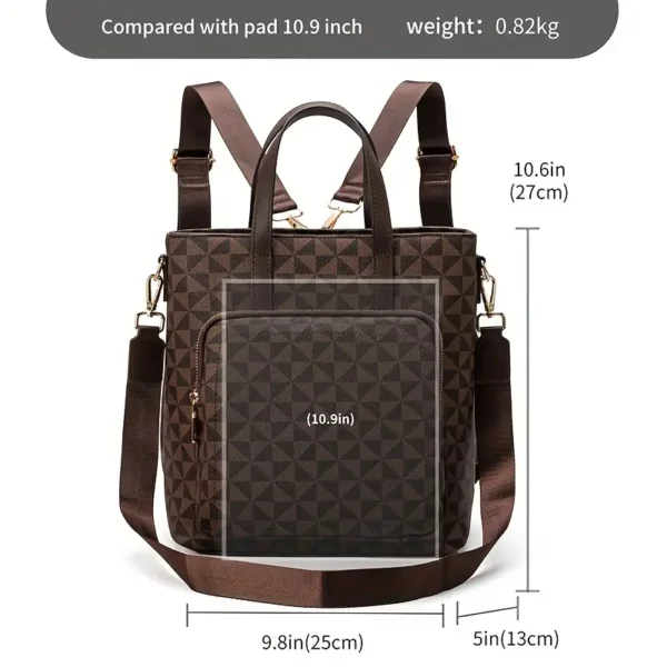 Sac à dos léger convertible femme – style urbain, bandoulière amovible, motif géométrique
