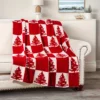 Plaid de Noël en polyester motif sapin – doux, lavable et déco festive