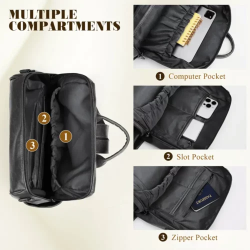 Sac à dos femme convertible élégant – compartiments multiples, usage pro et casual