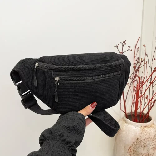 Sac banane femme en velours côtelé – design unisexe léger et résistant