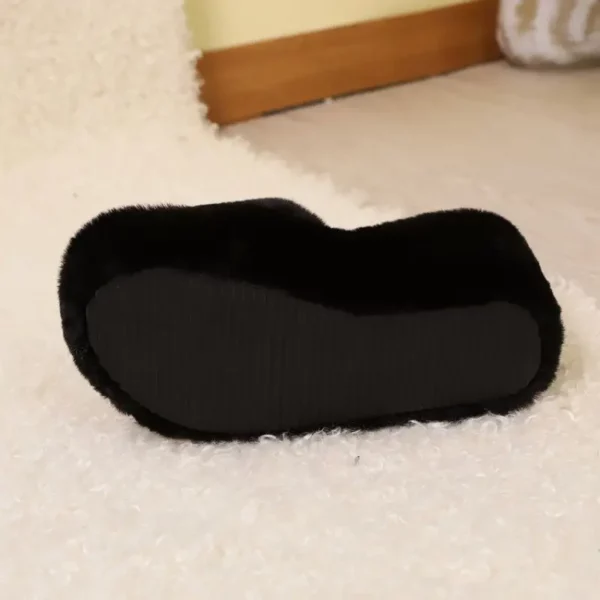 Chaussons femme en fausse fourrure avec semelle plateforme épaisse antidérapante