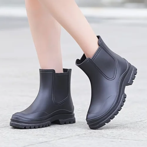 Bottines de pluie femme en caoutchouc imperméables – semelle antidérapante