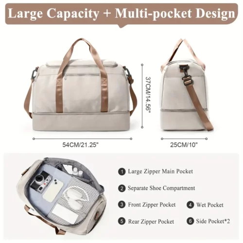 Sac de voyage femme avec compartiment chaussures – design chic et pratique