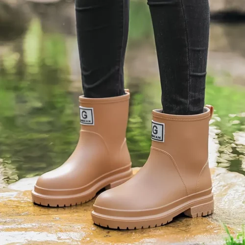 Bottes de pluie femme en caoutchouc mat avec doublure douce et semelle confort