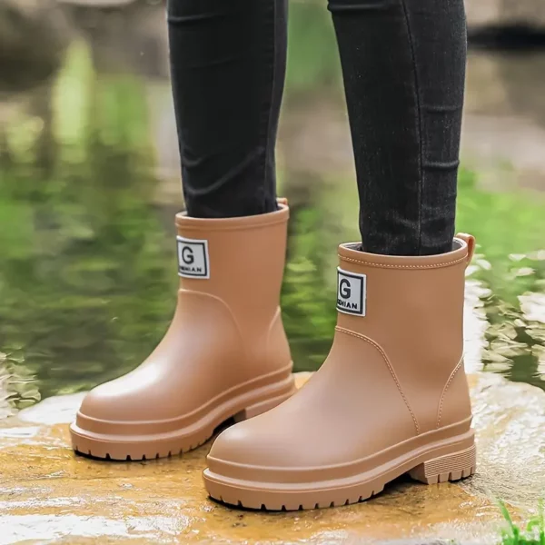 Bottes de pluie femme en caoutchouc mat avec doublure douce et semelle confort