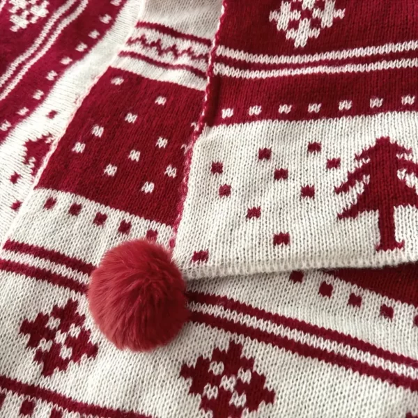 Plaid de Noël tricoté motif renne et flocon – déco chaleureuse festive