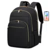 Sac à dos ordinateur femme élégant – compartiments multiples, style chic noir