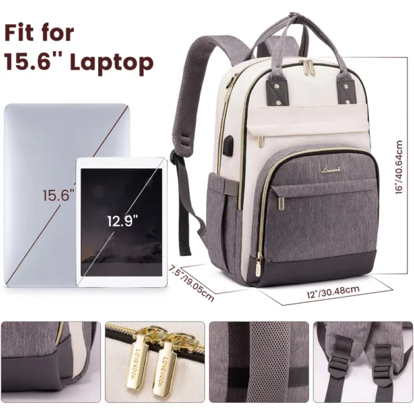 Sac à dos ordinateur femme élégant – compartiments multiples et port USB