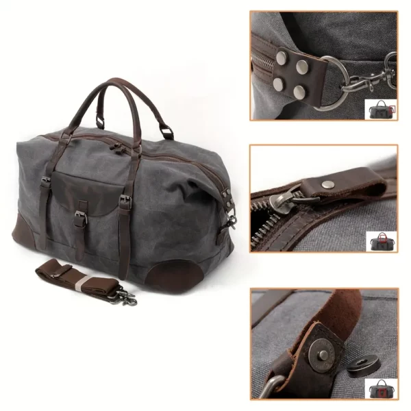 Sac week-end femme en toile style rétro – bandoulière pratique et compartiments multiples