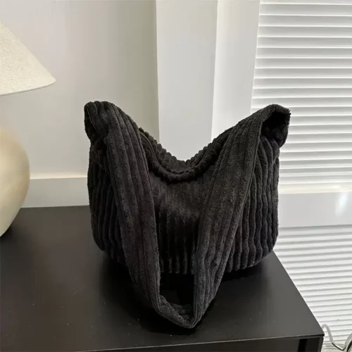 Sac bandoulière en velours côtelé pour femme – design élégant avec zip sécurisé