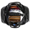 Sac de voyage en cuir véritable avec compartiment chaussures – noir imperméable