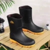 Bottes de pluie unisexes en caoutchouc noir – semelle antidérapante robuste