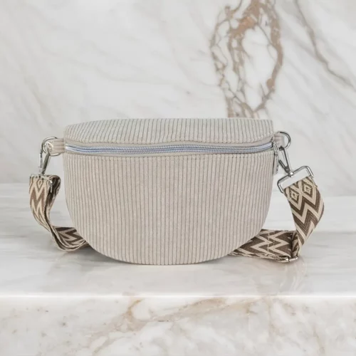 Sac banane femme en velours côtelé – style minimaliste et chic
