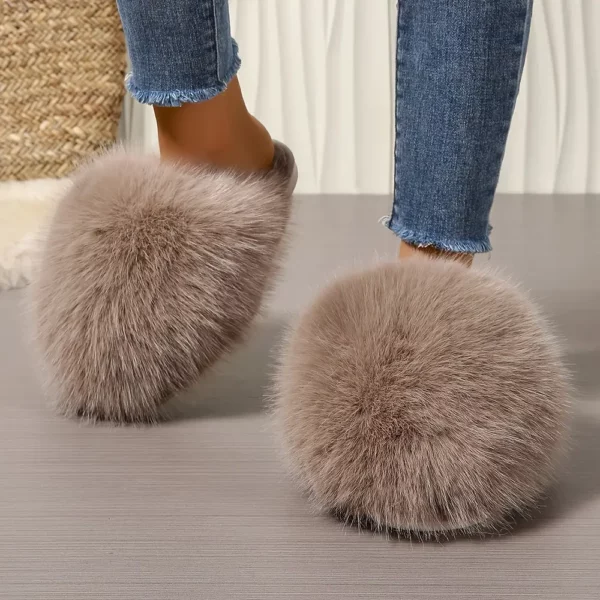 Chaussons femme en fausse fourrure douce – pantoufles d'intérieur confortables