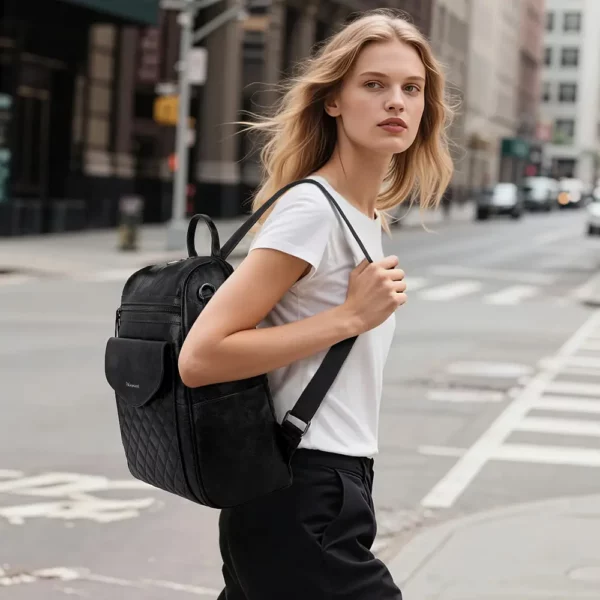 Sac à dos ordinateur femme convertible élégant imperméable style sac à main