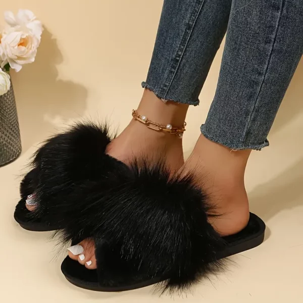 Chaussons femme en fausse fourrure douce – confort chaud pour la maison