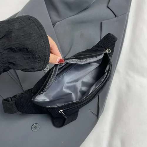 Sac banane femme en velours côtelé – style chic avec bandoulière ajustable