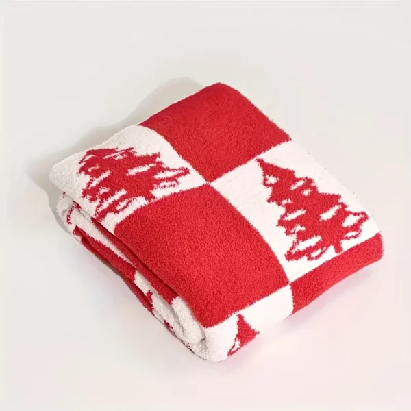 Plaid de Noël en polyester motif sapin – doux, lavable et déco festive