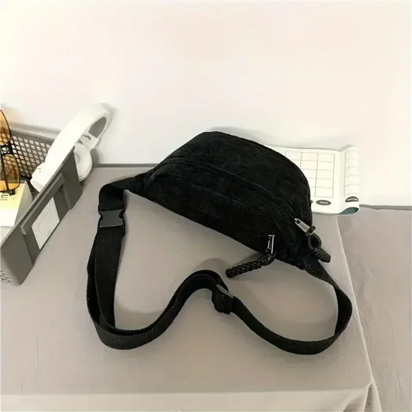 Sac banane femme en velours côtelé – style décontracté et bandoulière ajustable