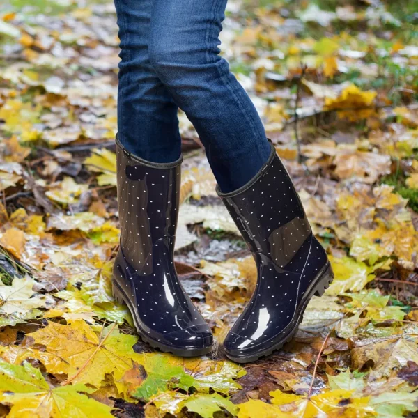 Bottes de pluie femme mi-mollet en caoutchouc avec imprimé mignon élégant