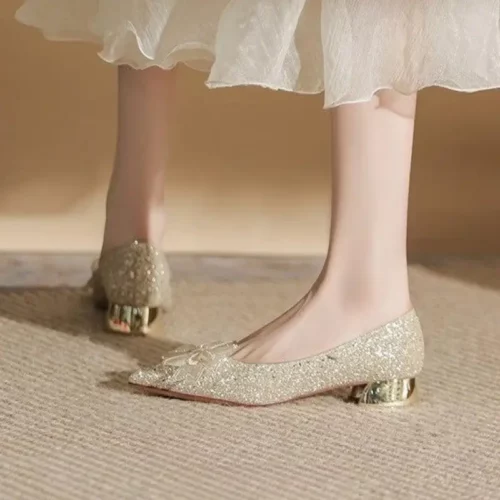 Chaussures mariage femme talon bas confortable – escarpins strass élégants
